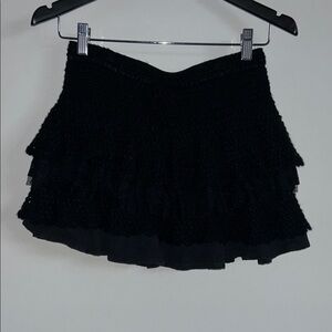 Short Black Crochet & Lace Skirt